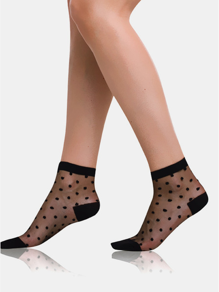 Bellinda Fekete női pöttyös selyemzokni Bellinda TRENDY SOCKS
