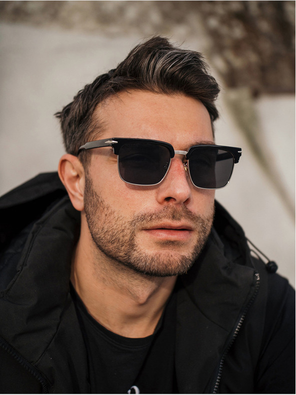 VEYREY Fekete polarizált napszemüveg VeyRey Beckham Stitch