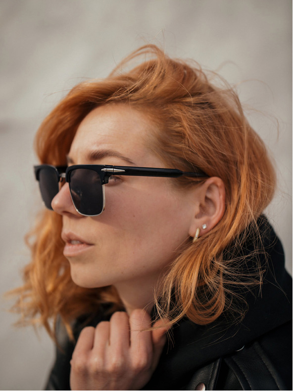 VEYREY Fekete polarizált napszemüveg VeyRey Beckham Stitch