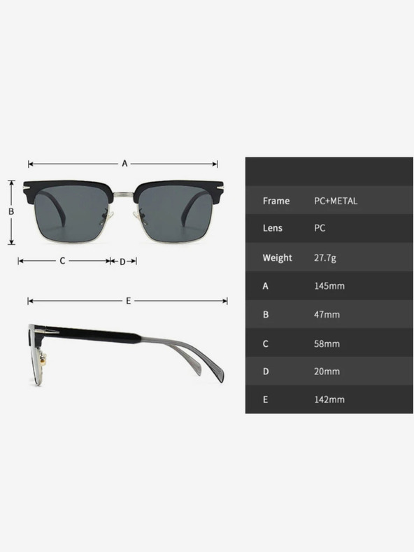 VEYREY Fekete polarizált napszemüveg VeyRey Beckham Stitch