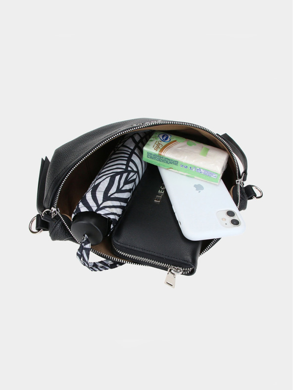 Elega Fekete Női bőr Keresztnadrág táska ELEGA Festy