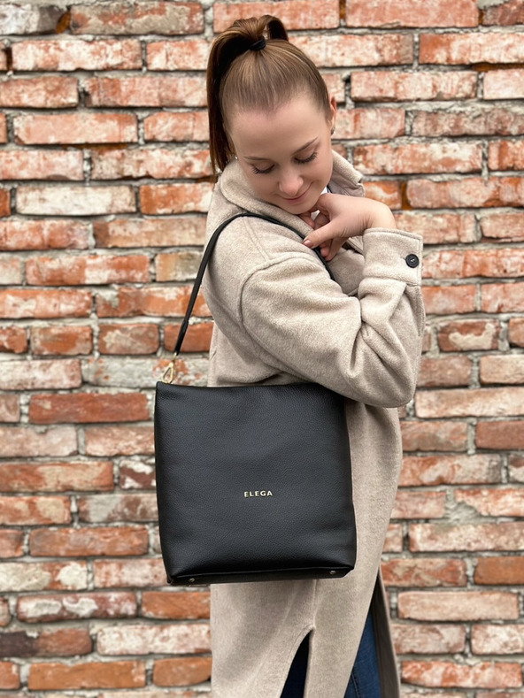 Elega Fekete női Elega bolyhos bőrtáska