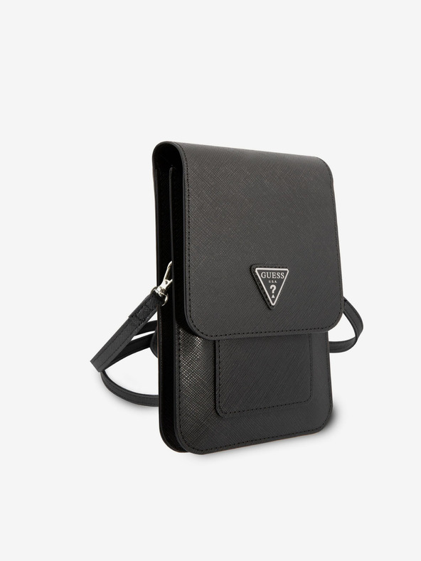 Guess Guess PU Saffiano háromszög logós telefon táska Fekete