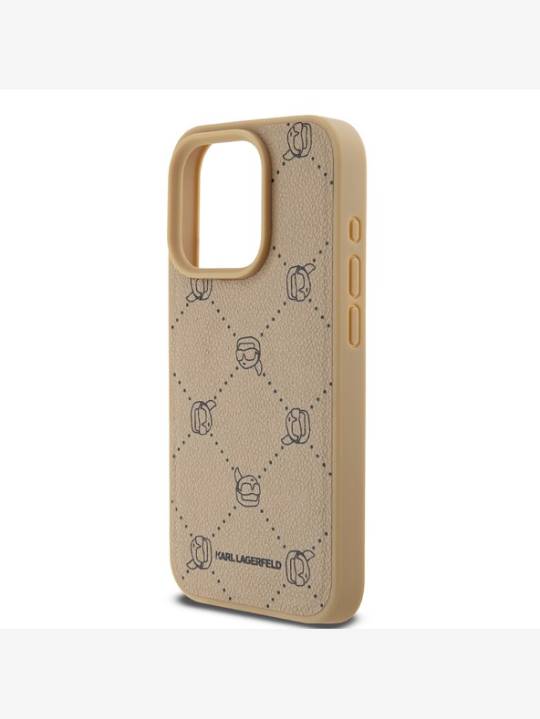 Karl Lagerfeld PU Karl Heads Pattern Magsafe hátlap iPhone 15 Pro bézs Karl Lagerfeld bézs színű iPhone 15 Pro bézs Karl Lagerfeldhez