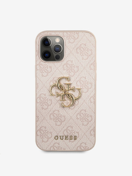 Guess PU 4G Metal Logo Zadní Kryt pro iPhone 12/12 Pro Pink Telefontok