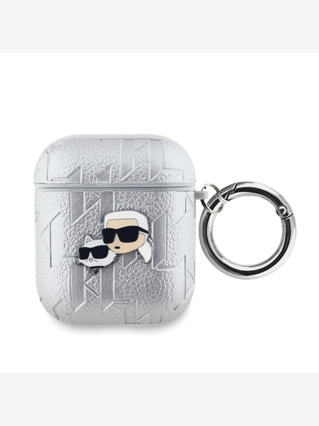 Karl Lagerfeld PU dombornyomott Karl és Choupette fejek tok az AirPods 1/2 ezüst Karl Lagerfeld ezüsthöz