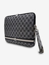 DKNY DKNY PU bőrből készült kockás mintás és csíkos notebook borító 13/14 Fekete"