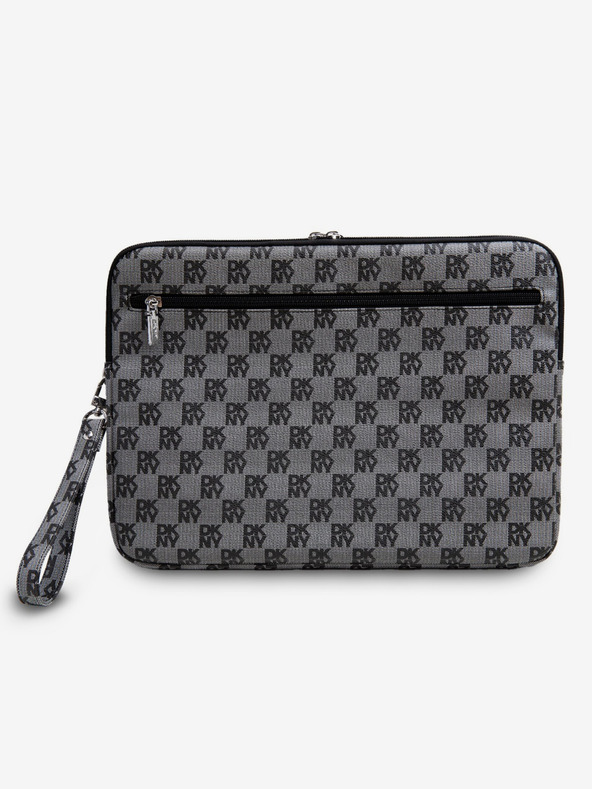 DKNY DKNY PU bőrből készült kockás mintás és csíkos notebook borító 13/14 Fekete"