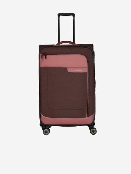 Travelite Rózsaszín és barna Travelite Viia 4w L bőrönd