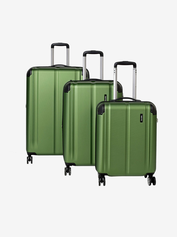 Travelite Három darabos zöld Travelite City 4w bőrönd készlet S,M,L zöld