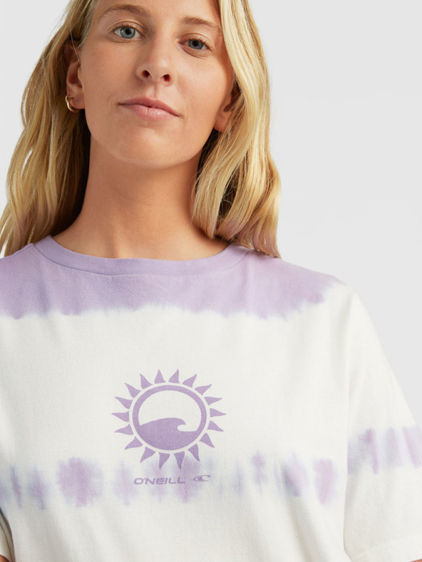 O'Neill Lila-fehér női mintás O'Neill WOW T-SHIRT FELSŐRUHÁZ