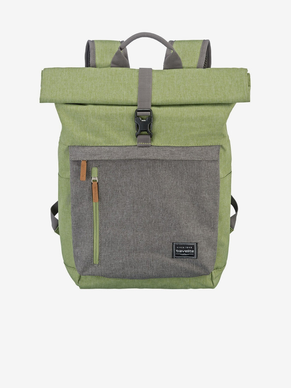 Travelite Szürke és zöld Travelite Basics Roll-up hátizsák (35 l)