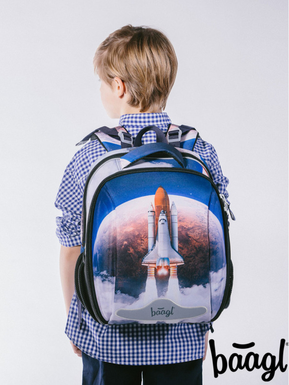 BAAGL  Kék iskolai szett - aktatáska, tolltartó, táska Baagl Shelly Space Shuttle