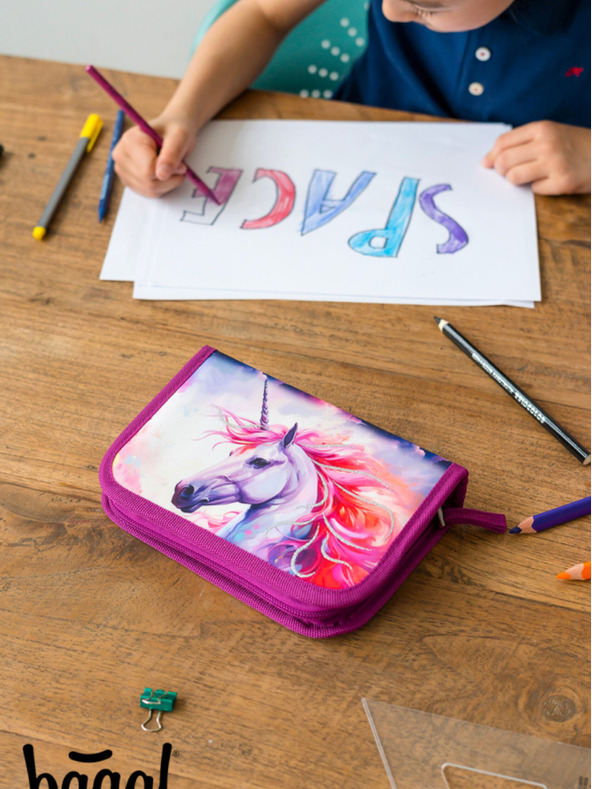 BAAGL  Lila iskolai tolltartó egyszintes Baagl Unicorn Kingdom