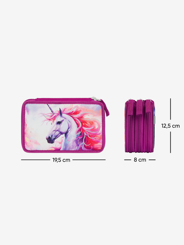 BAAGL  Lila iskolai tolltartó háromszintes Baagl Unicorn Kingdom