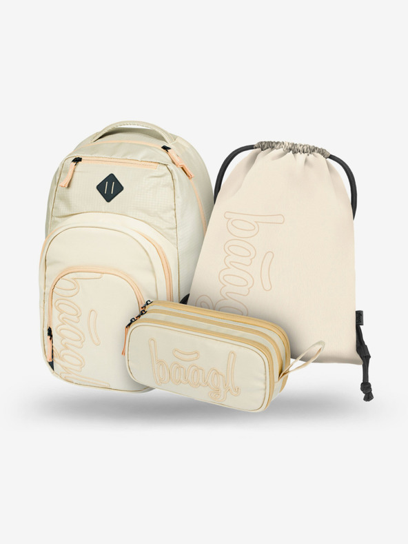 BAAGL  Beige iskolai szett - hátizsák, tolltartó, táska Baagl Coolmate Beige