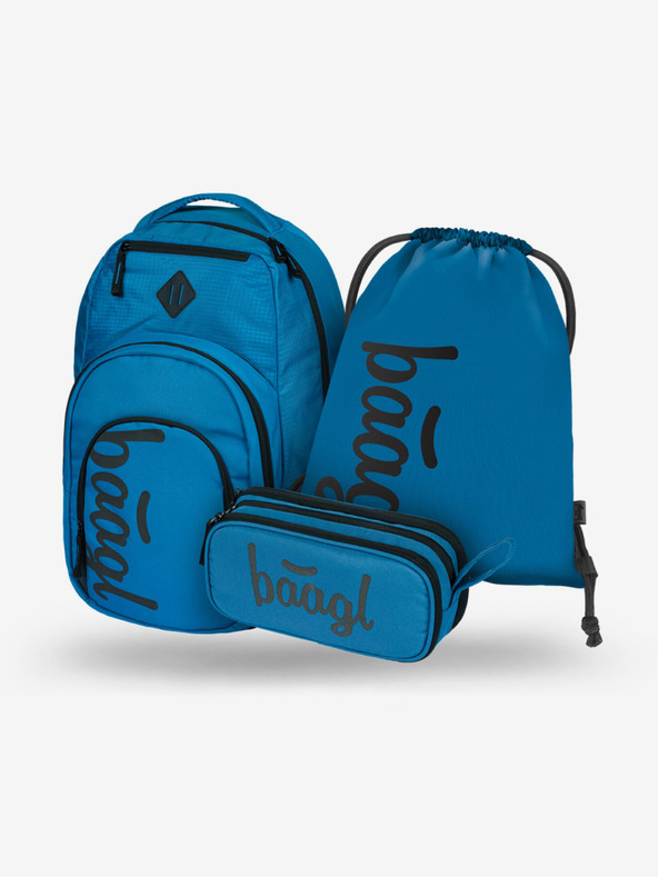 BAAGL  Kék iskolai készlet - hátizsák, tolltartó, táska Baagl Coolmate Ocean Blue