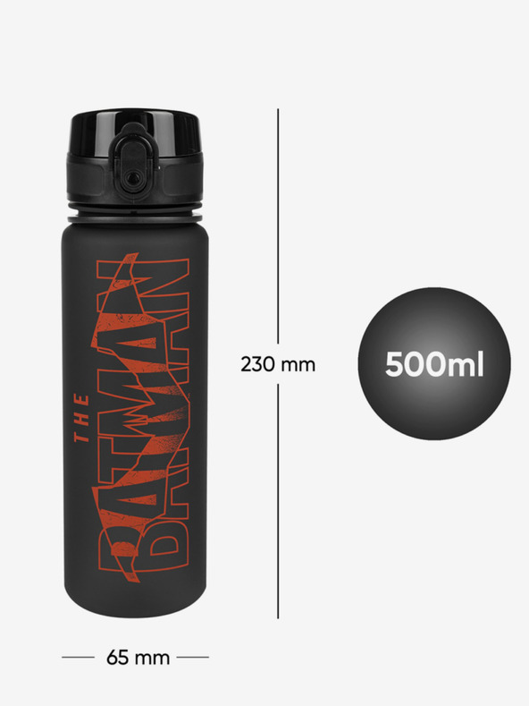 BAAGL  Fekete tritán ivópalack batman piros, 500 ml Baagl
