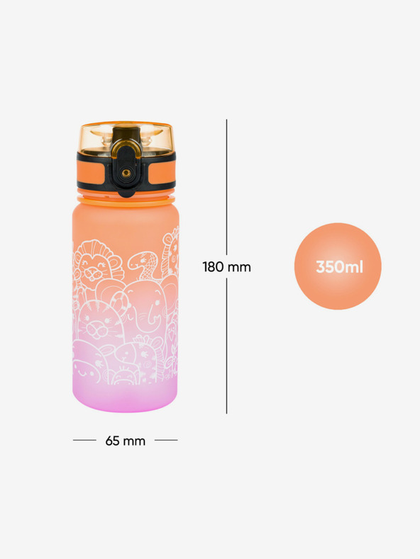 BAAGL  Narancssárga Tritan ivópalack Gradient Animals, 350 ml Baagl