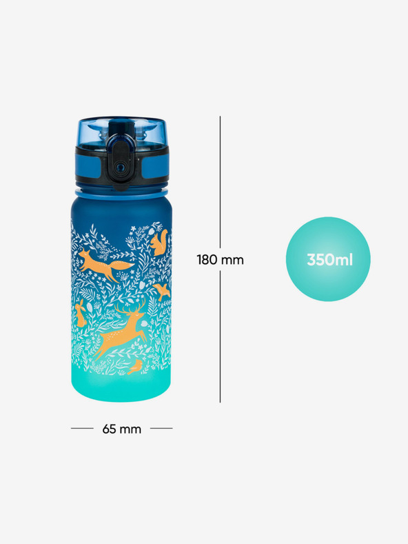 BAAGL  Kék tritán ivópalack gradiens erdő, 350 ml Baagl