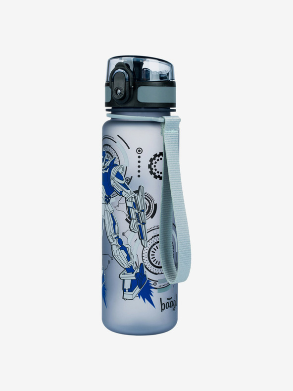 BAAGL  Szürke tritán ivópalack robotok, 500 ml Baagl