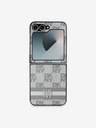 DKNY DKNY PU bőrből készült kockás mintás és csíkos hátlapi borító Samsung Galaxy Z Flip 6 bézs színű készülékhez