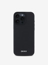 DKNY DKNY PU bőr ezüst fém logós Magsafe hátlap iPhone 16 Pro Max fekete iPhone 16 Pro Max készülékhez