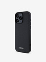 DKNY DKNY PU bőr ezüst fém logós Magsafe hátlap iPhone 16 Pro Max fekete iPhone 16 Pro Max készülékhez
