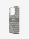 DKNY PC/TPU ismétlődő mintás, tónusos csíkos Magsafe hátlap az iPhone 14 Pro bézs DKNY bézs színű iPhone 14 Pro-hoz