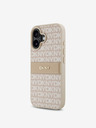 DKNY DKNY PU bőr ismétlődő mintás, tónusos csíkos hátlapi borító iPhone 16 Plus rózsaszínhez