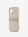 DKNY DKNY PU bőr ismétlődő mintás, tónusos csíkos hátlapi borító iPhone 16 Plus rózsaszínhez