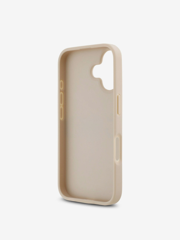 DKNY DKNY PU bőr ismétlődő mintás, tónusos csíkos hátlapi borító iPhone 16 Plus rózsaszínhez