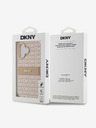 DKNY DKNY PU bőr ismétlődő mintás, tónusos csíkos hátlapi borító iPhone 16 Plus rózsaszínhez