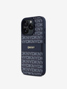 DKNY DKNY PU bőr ismétlődő mintás, tónusos csíkos hátlapi borító iPhone 16 Pro Max kékhez