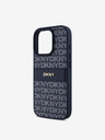 DKNY DKNY PU bőr ismétlődő mintás, tónusos csíkos hátlapi borító iPhone 16 Pro készülékhez Kék