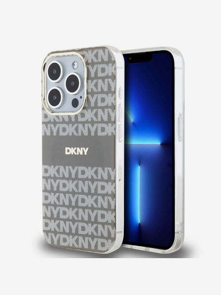 DKNY PC/TPU ismétlődő mintás, tónusos csíkos Magsafe hátlap iPhone 14 Pro Max bézs DKNY számára