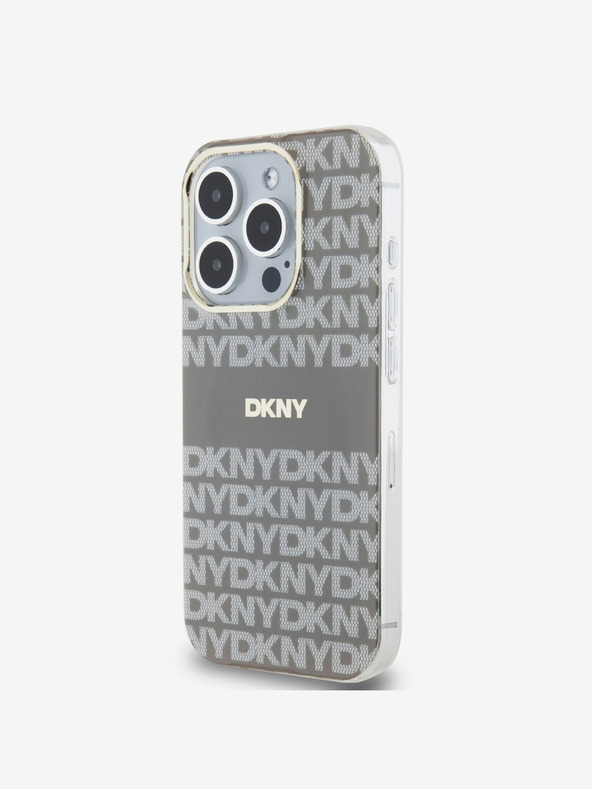 DKNY PC/TPU ismétlődő mintás, tónusos csíkos Magsafe hátlap iPhone 14 Pro Max bézs DKNY számára