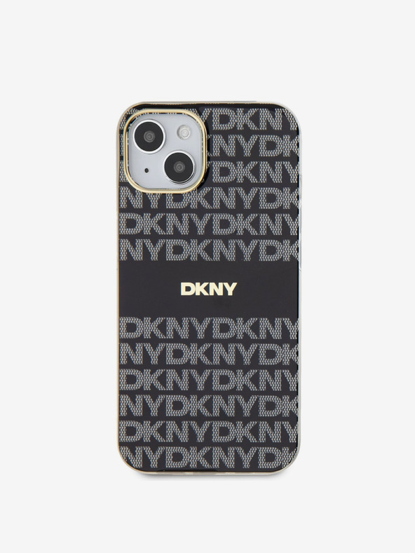 DKNY PC/TPU ismétlődő mintás, tónusos csíkos Magsafe hátlap iPhone 14 készülékhez Fekete DKNY