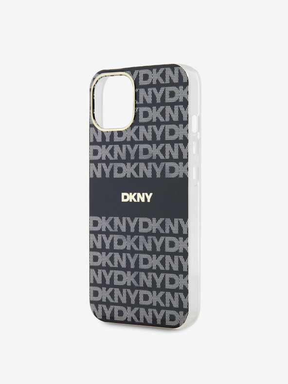 DKNY PC/TPU ismétlődő mintás, tónusos csíkos Magsafe hátlap iPhone 14 készülékhez Fekete DKNY