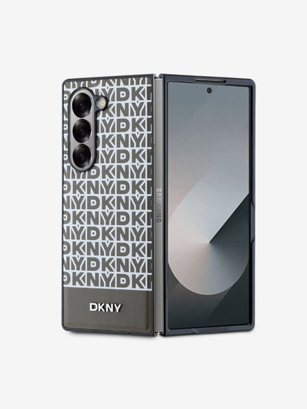 DKNY DKNY PU bőr ismétlődő mintás alsó csíkos MagSafe hátlap a Samsung Galaxy Z Flip 6-hoz Barna Barna