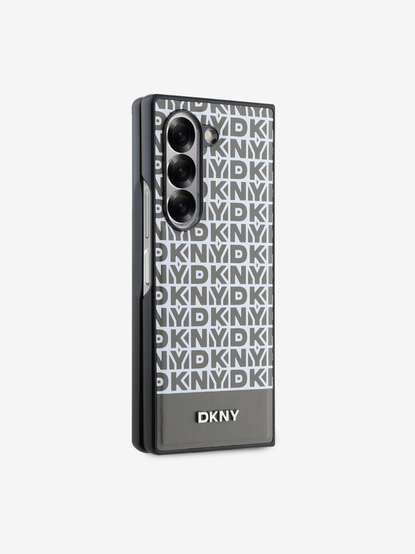 DKNY DKNY PU bőr ismétlődő mintás alsó csíkos MagSafe hátlap a Samsung Galaxy Z Flip 6-hoz Barna Barna