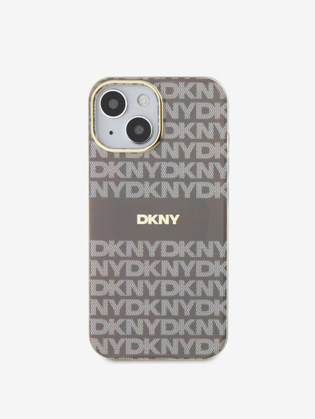 DKNY PC/TPU ismétlődő mintás, tónusos csíkos Magsafe hátlap iPhone 15 bézs DKNY