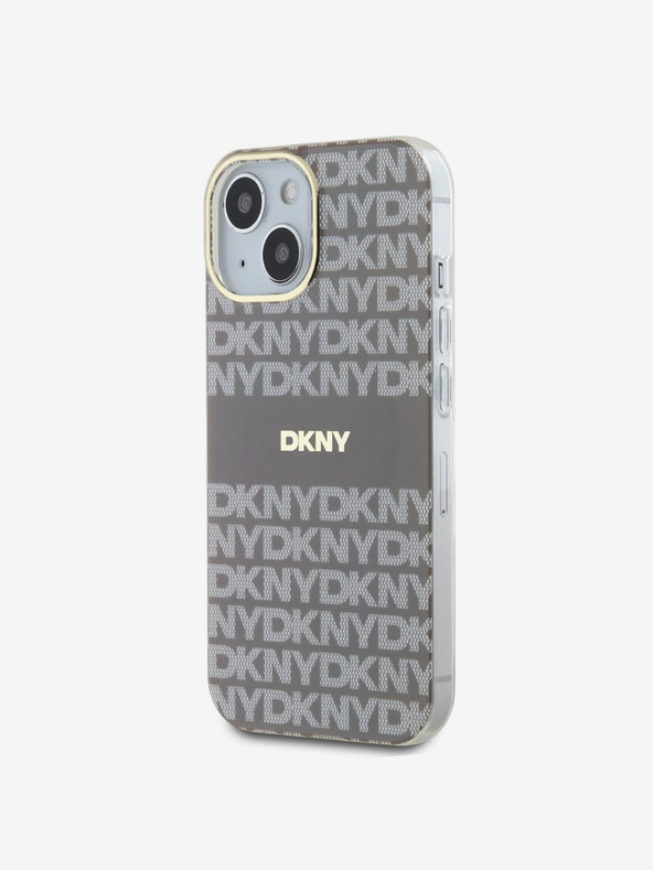 DKNY PC/TPU ismétlődő mintás, tónusos csíkos Magsafe hátlap iPhone 15 bézs DKNY