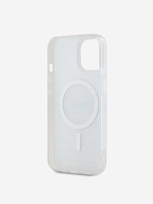 DKNY PC/TPU ismétlődő mintás, tónusos csíkos Magsafe hátlap iPhone 15 bézs DKNY