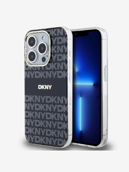 DKNY PC/TPU ismétlődő mintás, tónusos csíkos Magsafe hátlap iPhone 14 Pro fekete DKNY fekete DKNY