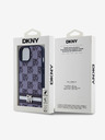 DKNY DKNY PU-bőrből készült kockás mintás és csíkos hátlap iPhone 15 készülékhez Kék