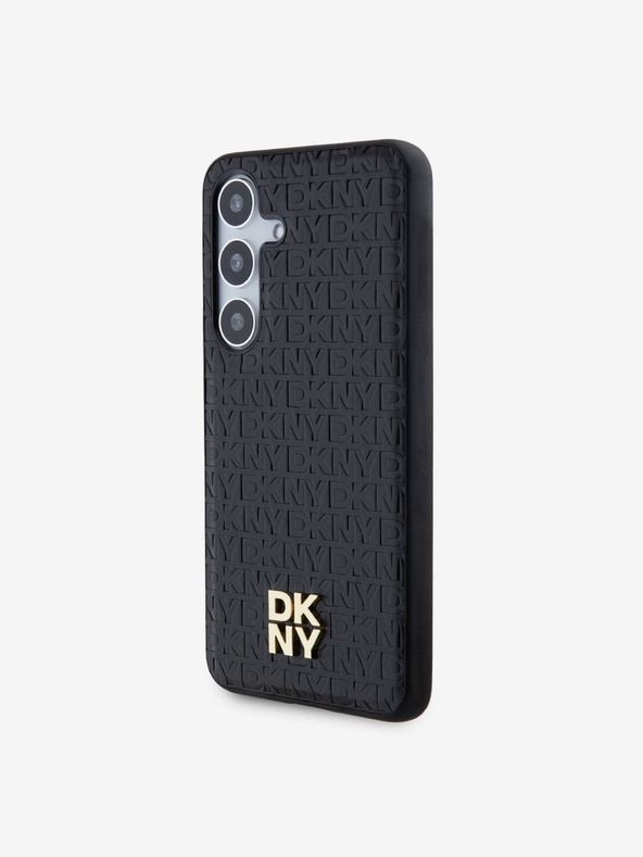 DKNY DKNY PU bőr Ismétlődő mintás Stack Logo Magsafe hátlap Samsung Galaxy S24+ fekete