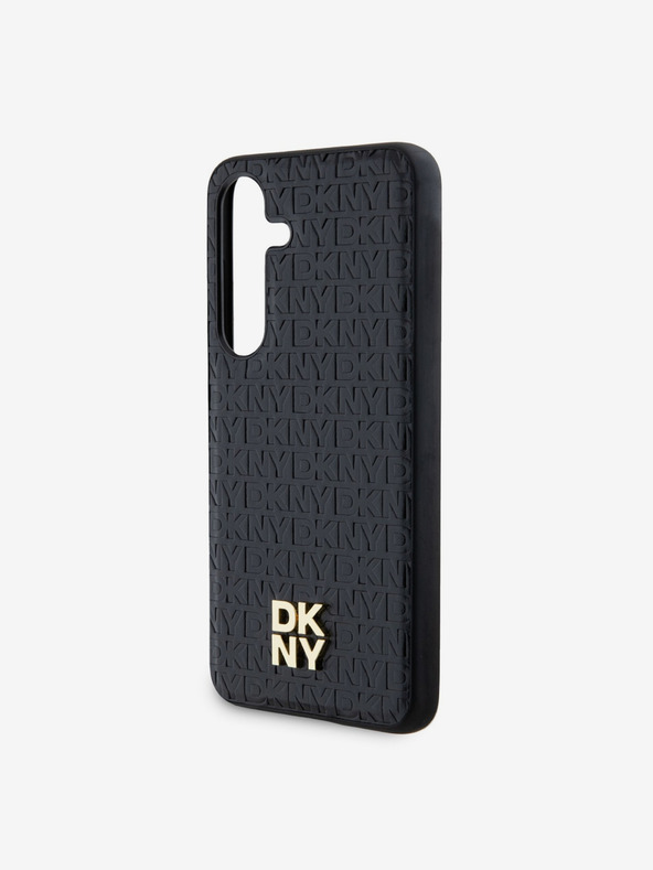 DKNY DKNY PU bőr Ismétlődő mintás Stack Logo Magsafe hátlap Samsung Galaxy S24+ fekete