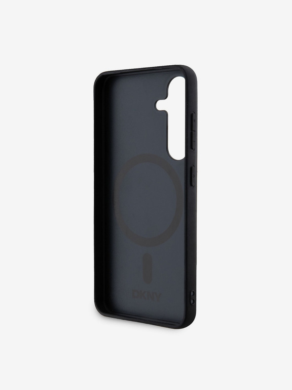 DKNY DKNY PU bőr Ismétlődő mintás Stack Logo Magsafe hátlap Samsung Galaxy S24+ fekete