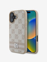 DKNY DKNY PU bőr kockás mintás és csíkos hátlapi borító iPhone 16 rózsaszínhez